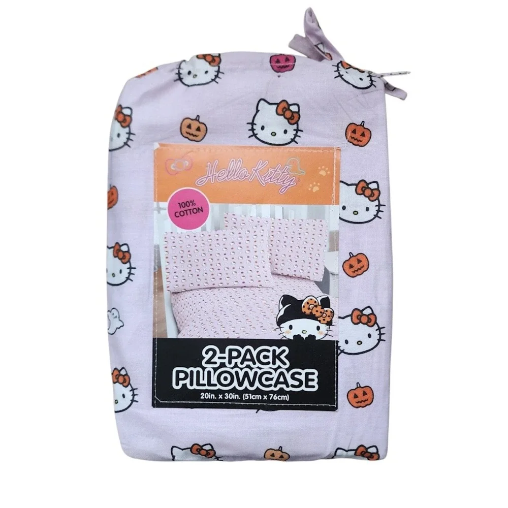 HELLO KITTY Sanrio Halloween 2-Pack Pillowcases Pumpkins Ghosts Pink NEW